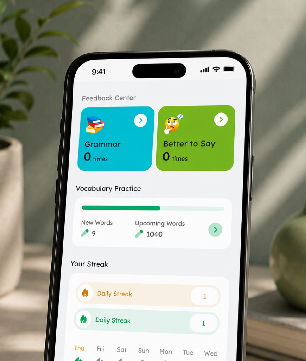 FluentAI feedback and progress experience
