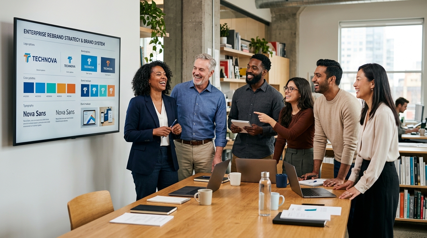 Enterprise rebrand case study — analytics and brand performance dashboard